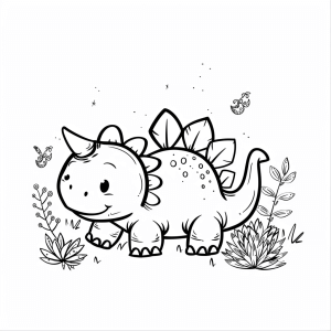 Stegosaurus in prehistory - Stegosaurus prehistoric adventure - coloring page