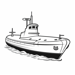 Submarine - Submarine adventure coloring picture for kids