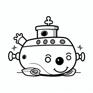 Submarine - Underwater submarine coloring page