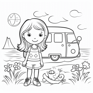 Summer - Summer camping adventure to color in