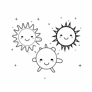 Sunbeams - Radiant sun friends coloring page