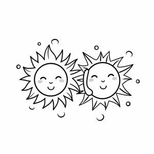 Sunbeams - Smiling suns coloring page