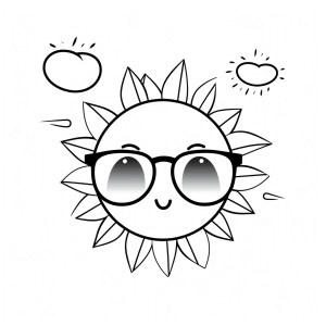 Sunglasses - Cool sun with sunglasses coloring picture