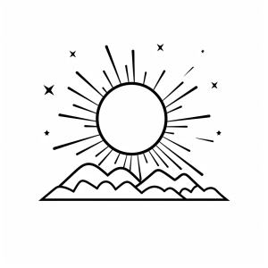 Sunrise - Colorful sunrise coloring page