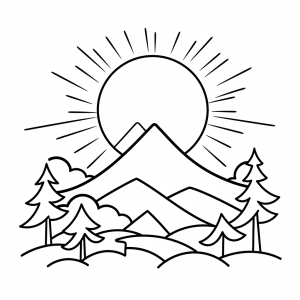 Sunrise - Sunrise in the mountains to color in