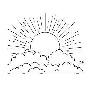 Sunset - Sunset coloring page for children