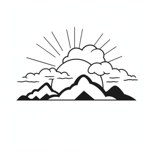 Sunset - Sunset mountains coloring picture