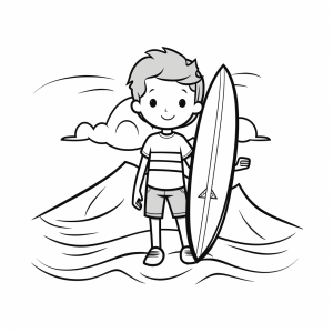 Surfing - Surfer coloring picture for kids