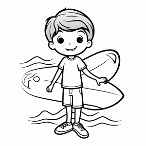 Surfing - Surfing with surfer boy - coloring picture