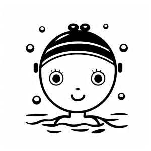 Swimming - Swimming fun coloring page for children