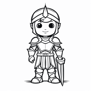 Sword - Brave knight with sword to color in