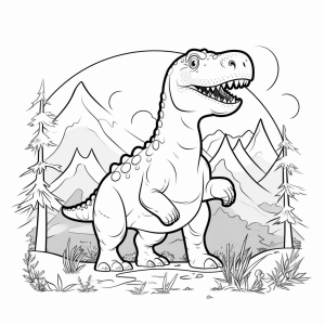 T-Rex - Dinosaurs in the jungle coloring page