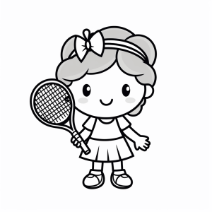 Tennis - Cheerful tennis coloring picture for children