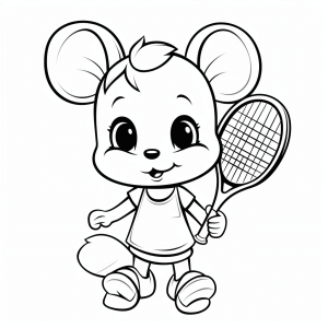 Tennis - Tennis Mouse Coloring Page