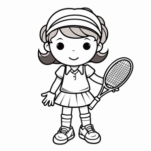 Tennis - Girl with tennis racket coloring picture