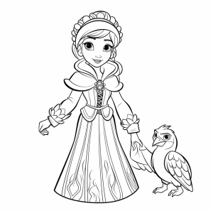 The Ice Queen - Winter princess with companions coloring page