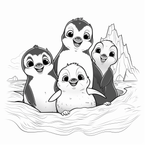 The little mermaid - Mermaid family and penguin friends