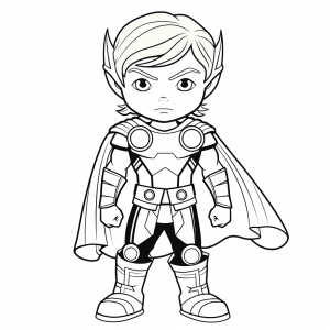 Thor - Coloring page of the god of thunder for children