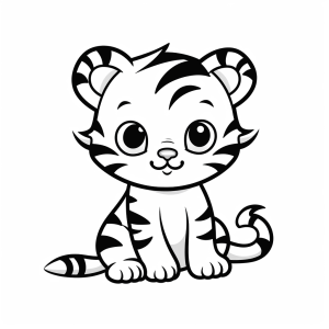 Tiger - Coloring picture: Cute little tiger