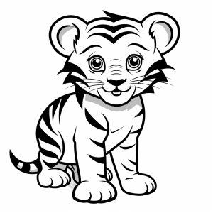 Tiger - Adorable tiger cub coloring page