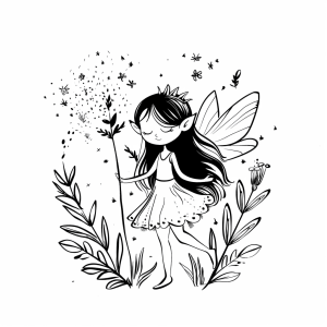 Tinkerbell and fairies - Fairy magic in the garden: coloring page for children