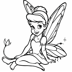 Tinkerbell and fairies - Discover the magic of fairies - coloring picture with glitter wings