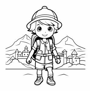 Tourist - Explorer coloring picture for children