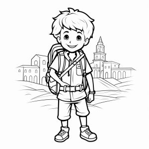 Tourist - Little world explorer coloring page