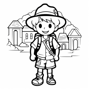 Tourist - Discover our world explorers - coloring page for little adventurers