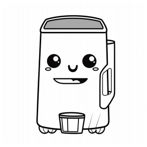 Toy excavator - Cheerful dustbin as a coloring page