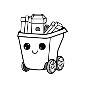 Toy excavator - Smiling shopping cart coloring page