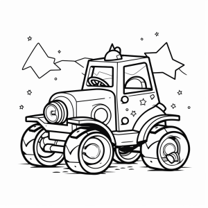 Tractor festival - Happy tractor in the field - coloring page