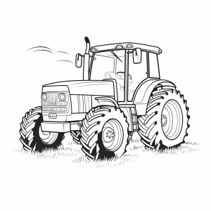 Tractor in the field - Tractor field fun to color in