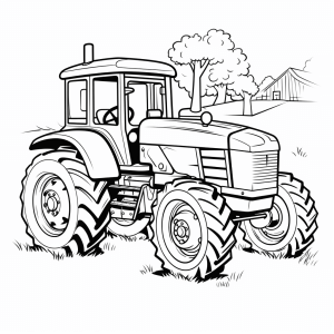 Tractor on a farm - Tractor on the farm to color in