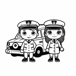 Traffic policeman - Police on duty: coloring picture for children