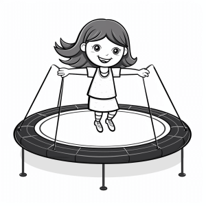 Trampolining - Jumping girl on the trampoline coloring picture