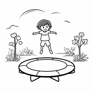 Trampolining - Coloring picture trampoline jumping for children