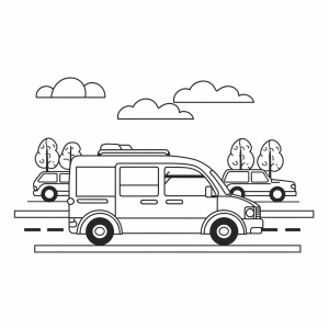 Transporter on the highway - Transporter adventure coloring picture