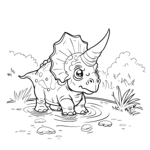 Triceratops at the waterhole - Triceratops at the waterhole coloring picture