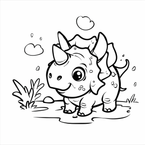 Triceratops at the waterhole - Triceratops at the waterhole coloring page