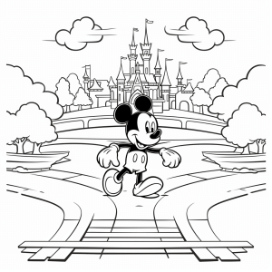 Trick and track - Mickey Mouse in front of the castle coloring fun