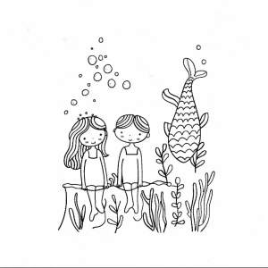 Two mermaids - Mermaids friends coloring page