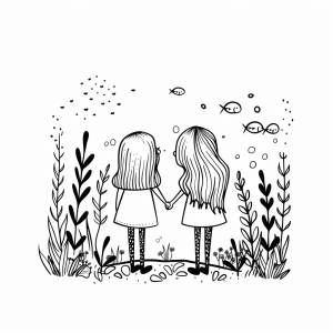 Two mermaids - Two mermaids underwater coloring fun