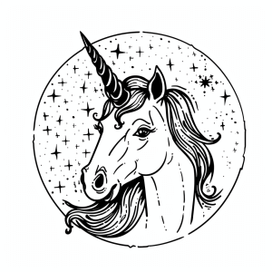 Unicorn and enchanted mirror - Unicorn and magic mirror coloring page