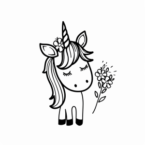 Unicorn and enchanted mirror - Enchanted unicorn coloring page