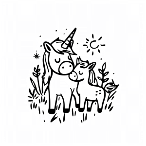 Unicorn and fairies - Unicorn and fairy - magical friends to color in