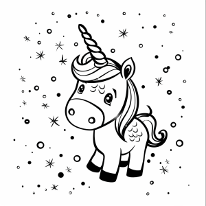 Unicorn and glittering ice rink - Magical unicorn coloring page