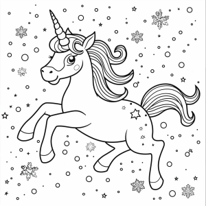 Unicorn and glittering ice rink - Unicorn on ice coloring page