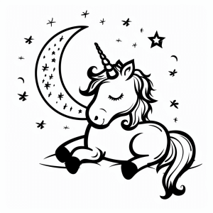 Unicorn and golden sunrise - Magical unicorn at sunrise coloring page