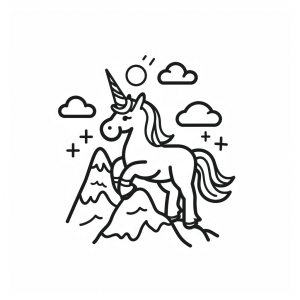 Unicorn and icy mountain - Unicorn in the ice mountains coloring fun